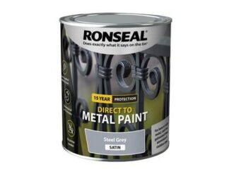 Ronseal Direct to Metal Paint Steel Grey Satin 750ml (5010214892051) RSLDTMSGS750 *Restrictions - See Description*