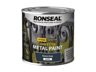 Ronseal Direct to Metal Paint Storm Grey Gloss 250ml (5010214891900) RSLDTMSTG250 *Restrictions - See Description*