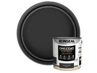 Ronseal One Coat Everywhere Interior Paint Black Pepper Matt 2.5 litre (5056402400578) RSLOCEBPM25L *Restrictions - See Description*