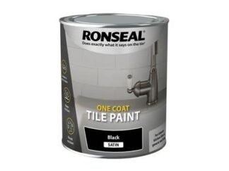 Ronseal One Coat Tile Paint Black Satin 750ml (5010214893744) RSLOCTPBS750 *Restrictions - See Description*