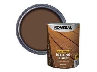 Ronseal Quick Drying Decking Stain Rich Teak 5 litre (5010214890873) RSLQDDSRT5L *Restrictions - See Description*