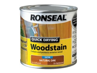 Ronseal Quick Drying Woodstain Satin Natural Oak 250ml (5010214869459) RSLQDWSNO250 *Restrictions - See Description*