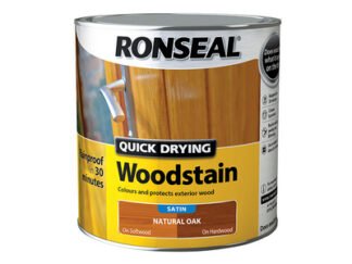 Ronseal Quick Drying Woodstain Satin Natural Oak 2.5 litre (5010214869473) RSLQDWSNO25L *Restrictions - See Description*
