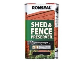 Ronseal Shed & Fence Preserver Black 5 litre (5010214876532) RSLSFB5L