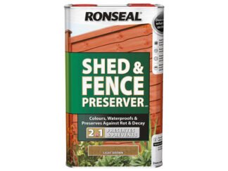 Ronseal Shed & Fence Preserver Light Brown 5 litre (5010214876495) RSLSFLB5L