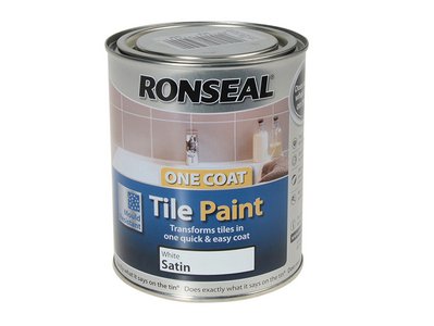 Ronseal One Coat Tile Paint White Satin 750ml (5010214850440) RSLTPWS750