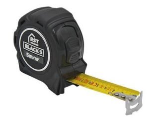 R.S.T. Black Tape Measure 5m/16ft (Width 25mm) (5013693100068) RSTRSTBLACK5