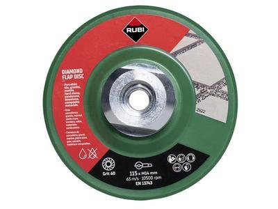 RUBI Tiling Tools Diamond Flap Disc 115mm x 50/60 Grit (8413797329216) RUB32921