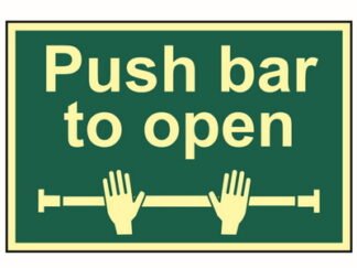 Scan Push Bar To Open - Photoluminescent 300 x 200mm (5015397154859) SCA1584