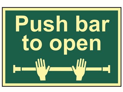 Scan Push Bar To Open - Photoluminescent 300 x 200mm (5015397154859) SCA1584