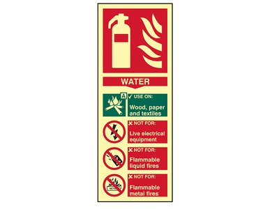 Scan Fire Extinguisher Composite Water - Photoluminescent 75 x 200mm (5015397203656) SCA1590