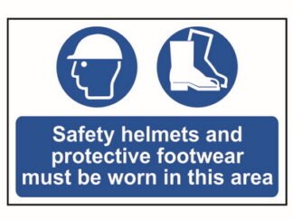Scan Safety Helmets + Footwear To Be Worn PVC 600 x 400mm (5015397140869) SCA4001