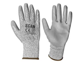 Scan Grey PU Coated Cut 3 Gloves - XL (Size 10) (5023969318837) SCAGLOCUT3XL