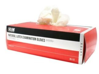 Scan Latex Gloves - Medium (Box 100) (5023969237176) SCAGLOLATEXM