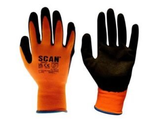 Scan Hi-Vis Orange Foam Latex Coated Gloves - M (Size 8) (5023969317694) SCAGLOLATOM
