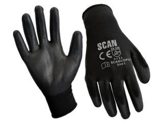 Scan Black PU Coated Gloves - XL (Size 10) (240 Pairs) (5023969317878) SCAGLOPU240X