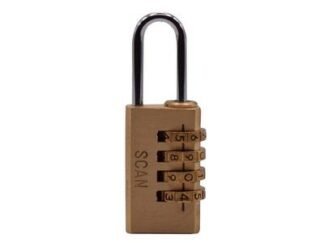 Scan Brass Combination Padlock 20mm (5023969007847) SCAPLB20COM