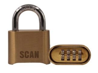 Scan Brass Combination Padlock 50mm (5023969007991) SCAPLBCOM