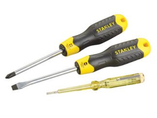 Stanley Cushion Grip Screwdriver Set, 3 Piece/Voltage Tester (3253560650124) STA065012