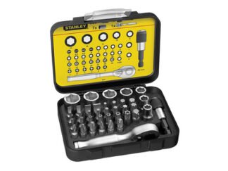 Stanley Bit & Socket Set of 39 + Ratchet Metric 1/4 Drive (3253561139062) STA113906