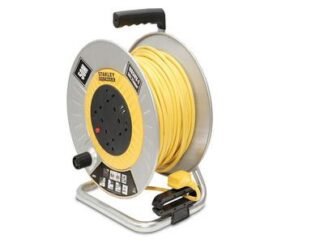 Stanley Open Metal Drum Cable Reel 240V 13A 4-Socket + 2 USB 50m (8719322272812) STER50M2USBS