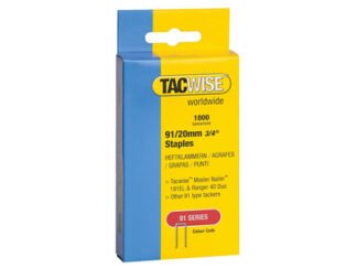 Tacwise 91 Narrow Crown Staples 20mm - Electric Tackers (Pack 1000) (5018505103107) TAC0284
