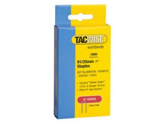 Tacwise 91 Narrow Crown Staples 25mm - Electric Tackers (Pack 1000) (5018505103121) TAC0285