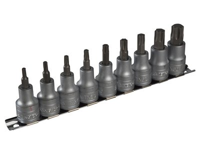 Teng M1213TX Socket Clip Rail Set of 9 Internal TORX 1/2in Drive (5020385030459) TENM1213TX