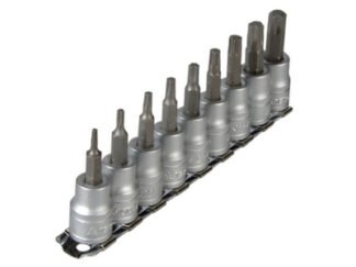 Teng M3813TX Socket Clip Rail Set of 9 External TORX 3/8in Drive (5020385030220) TENM3813TX