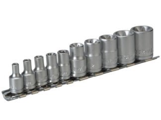 Teng M3814 Socket Clip Rail TX-E Set of 10 3/8in & 1/4in Drive (5020385030848) TENM3814
