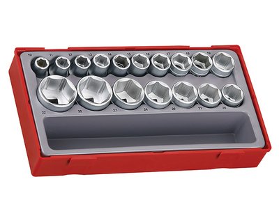 Teng TT1217-6 Metric 6-Pt Socket Set, 17 Piece - 1/2in Drive (5020385010420) TENTT12176