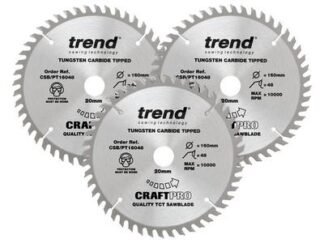 Trend CraftPro Panel Trim Saw Blade 160 x 20mm x 48T (Pack 3) (5027654062852) TREPT1603P
