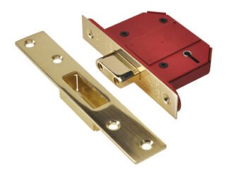 Union StrongBOLT 2100S BS 5 Lever Mortice Deadlock 68mm 2.5in Satin Brass Visi (5011802165403) UNNY2100SP25
