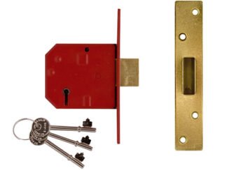 Union 2134E 5 Lever BS Mortice Deadlock Satin Brass Finish 67mm 2.5in Box (5011802036116) UNNJ2134EP25