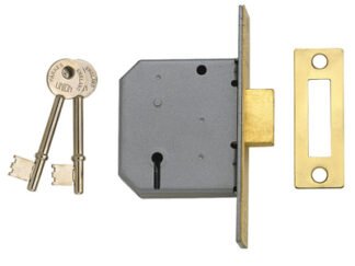 Union 2177 3 Lever Mortice Deadlock Polished Brass 77.5mm 3in Box (5011802004849) UNNJ2177PL30