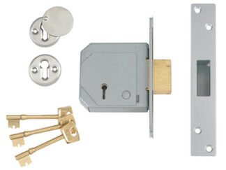 Union 3G114E 5 Lever Mortice Deadlock C-Series 67mm 2.5in Satin Brass (5011783009130) UNNV3G114B67