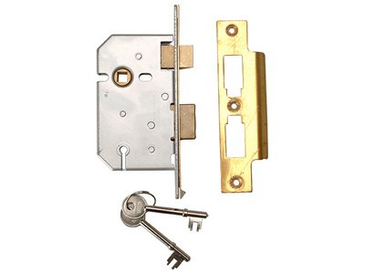 Union 2277 3 Lever Mortice Sashlock Polished Brass 65mm 2.5in Visi (5011802000674) UNNY2277PL25