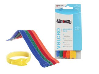 Velcro Brand ONE-WRAP® Reusable Ties (5) 12mm x 20cm Multi-Colour (5030610602504) VEL60250
