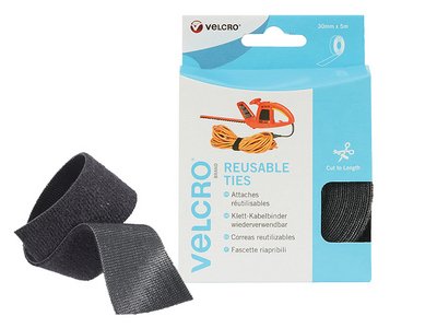 Velcro Brand ONE-WRAP® Reusable Ties 30mm x 5m Black (5030610602542) VEL60254