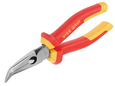 Irwin High Leverage VDE Bent Nose Pliers 200mm (8in) (5706915058703) VIS10505870