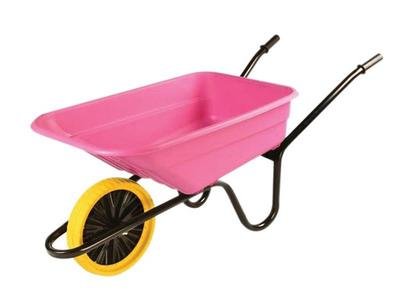 Walsall 90L Pink Polypropylene Wheelbarrow - Puncture Proof (5036610001217) WALSHPKPPDD *Restrictions - See Description*