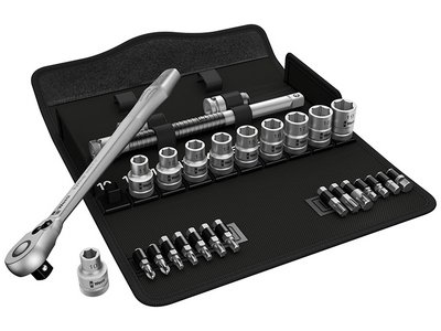 Wera 8100 SC 8 Zyklop Metal Switch Slim Ratchet & Socket Set of 28 Metric 1/2in Drive (4013288173881) WER004078