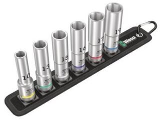 Wera Belt C Deep 1 Socket Set of 6 Metric 1/2in Drive (4013288210708) WER004565