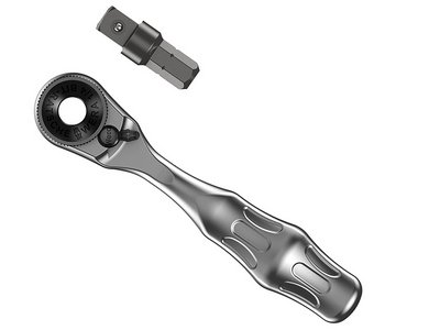 Wera 8001 A Zyklop Mini Bit Ratchet 1/4in Hex Drive, with 1/4in Square adaptor (4013288144638) WER073230