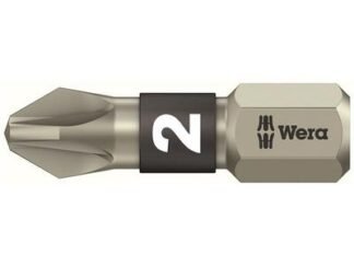 Wera 3855/1 TS Pozidriv Torsion Stainless Insert Bit PZ2 x 25mm Carded (4013288112118) WER073614