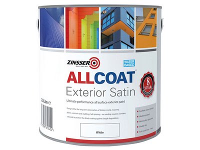 Zinsser AllCoat® Exterior White 2.5 litre (5037898612133) ZINACEWH25L *Restrictions - See Description*