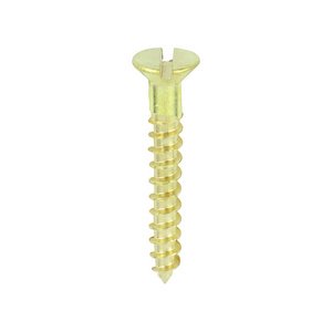 TIMCO 6 x 1 25mm Solid Brass Timber Screws - SLOT - Countersunk (5055893374788) Box 200 Pieces 00061CBS