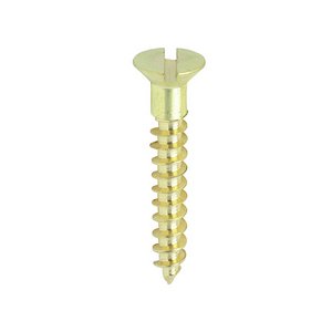 TIMCO 7 x 1 25mm Solid Brass Timber Screws - SLOT - Countersunk (5055893374801) Box 200 Pieces 00071CBS