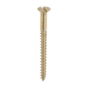 TIMCO 8 x 2 50mm Solid Brass Timber Screws - SLOT - Countersunk (5055893374856) Box 200 Pieces 00082CBS