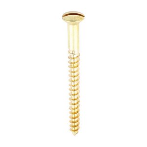 TIMCO 8 x 2 50mm Solid Brass Timber Screws - SLOT - Raised Countersunk (5055893374993) Box 200 Pieces 00082RRBS
